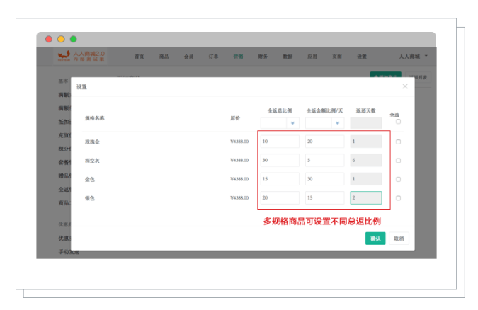 支持多规格商品页面