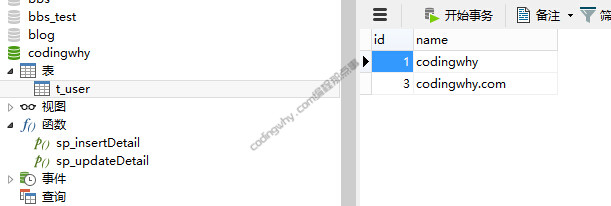 执行完存储过程后的数据库结构