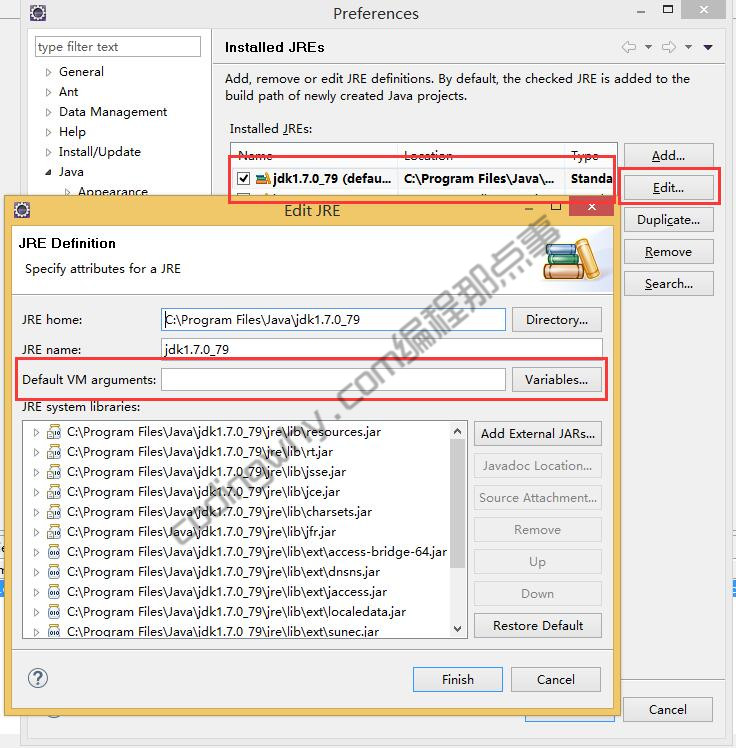 配置Default VM arguments