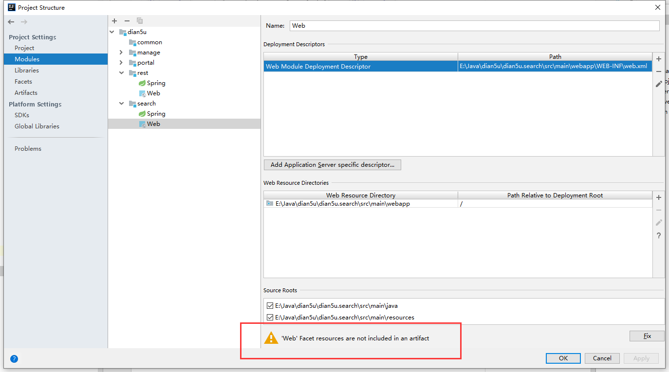 IDEA:“Web”Facet resources are not included in an artifact