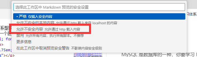 VS Code 设置 MarkDown 允许不安全内容 允许通过http载入内容